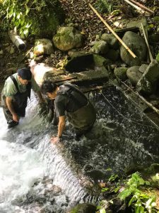 大雨後の土砂除去作業